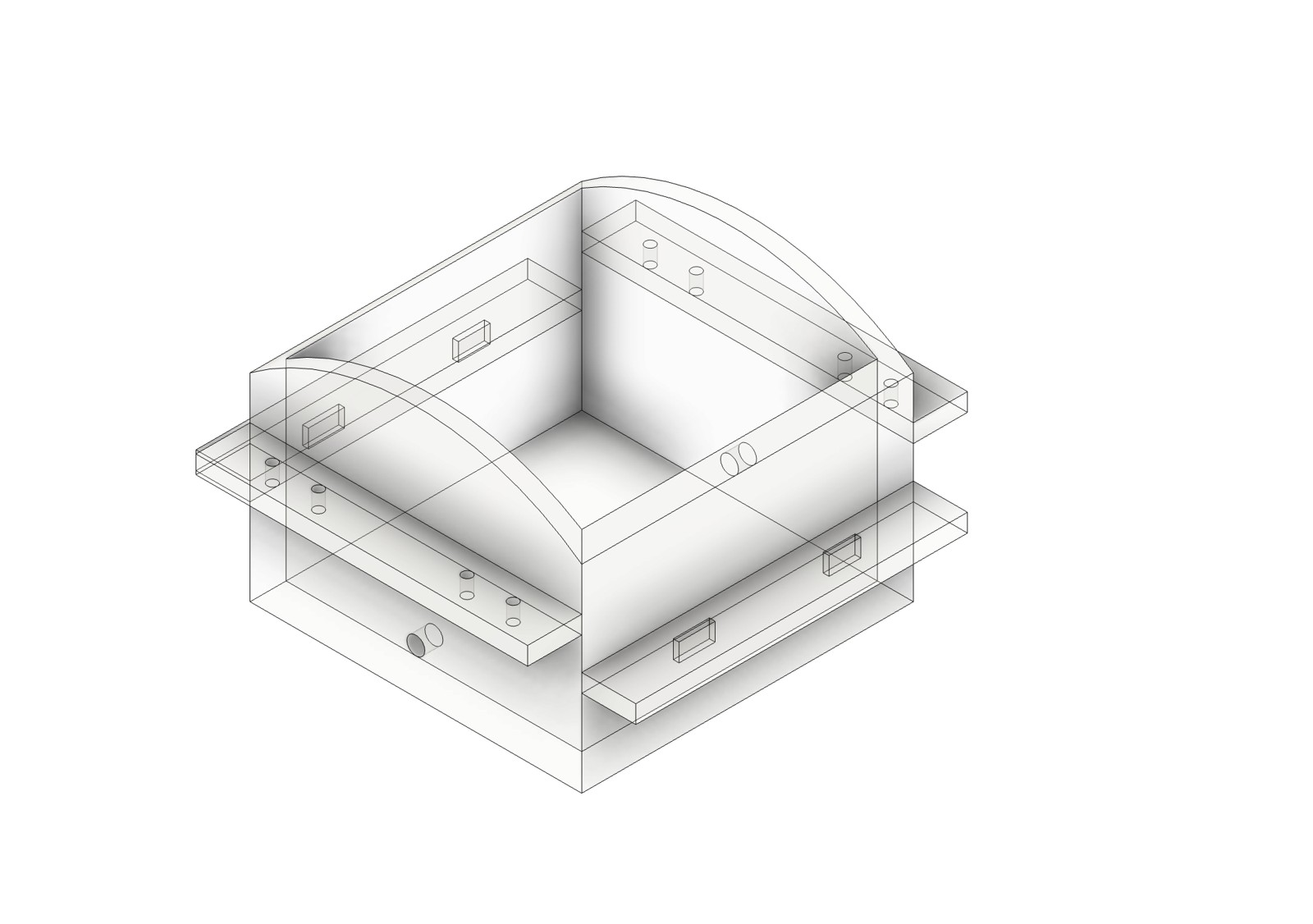 CAD model of the original acrylic chamber supporting the sample and constraining the balloon